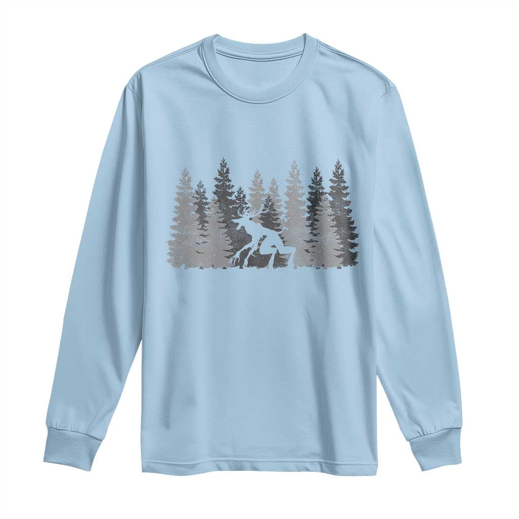 Wendigo Long Sleeve Shirt Mountain Trees Cryptid Occult Dark Fantasy - Wonder Print Shop