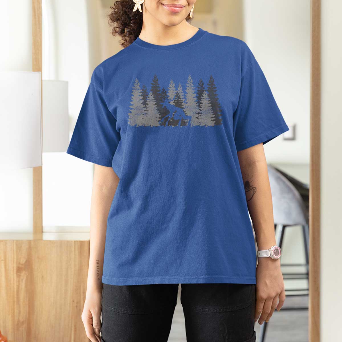Wendigo T Shirt For Women Mountain Trees Cryptid Occult Dark Fantasy - Wonder Print Shop