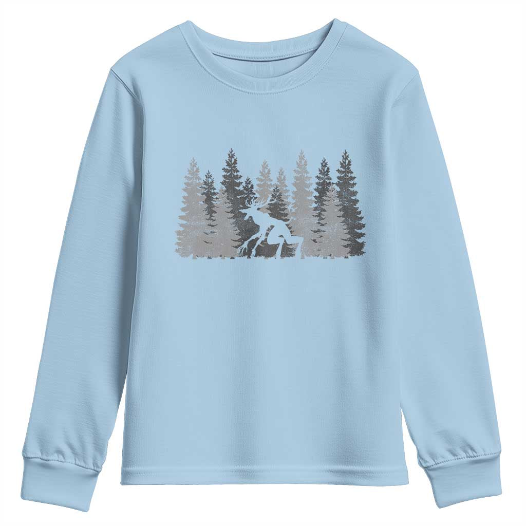 Wendigo Youth Sweatshirt Mountain Trees Cryptid Occult Dark Fantasy - Wonder Print Shop