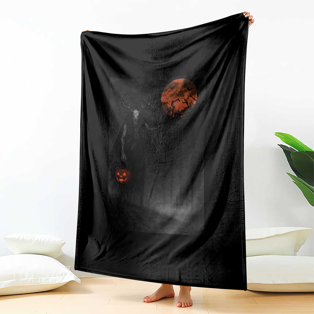 Halloween Wendigo Throw Blanket Scary Pumpkin Moon - Wonder Print Shop
