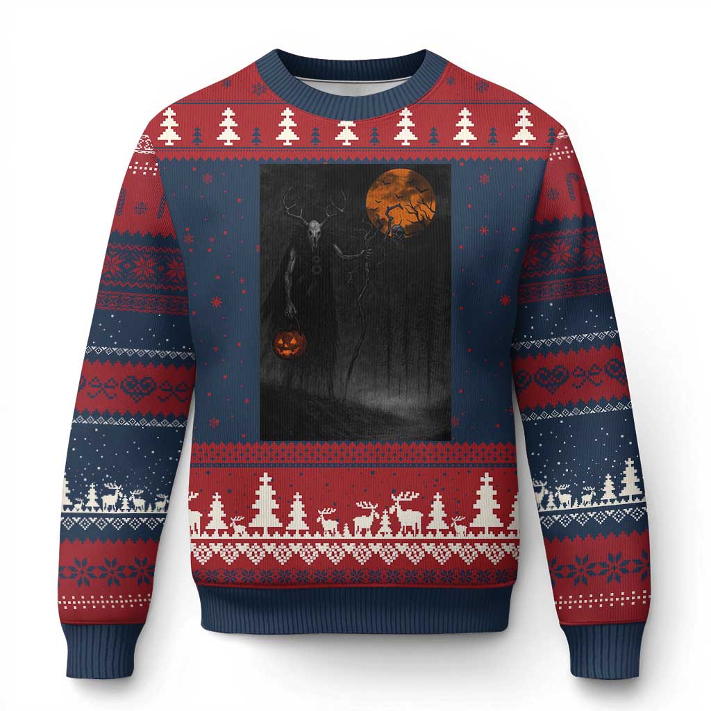 Halloween Wendigo Ugly Christmas Sweater Scary Pumpkin Moon - Wonder Print Shop