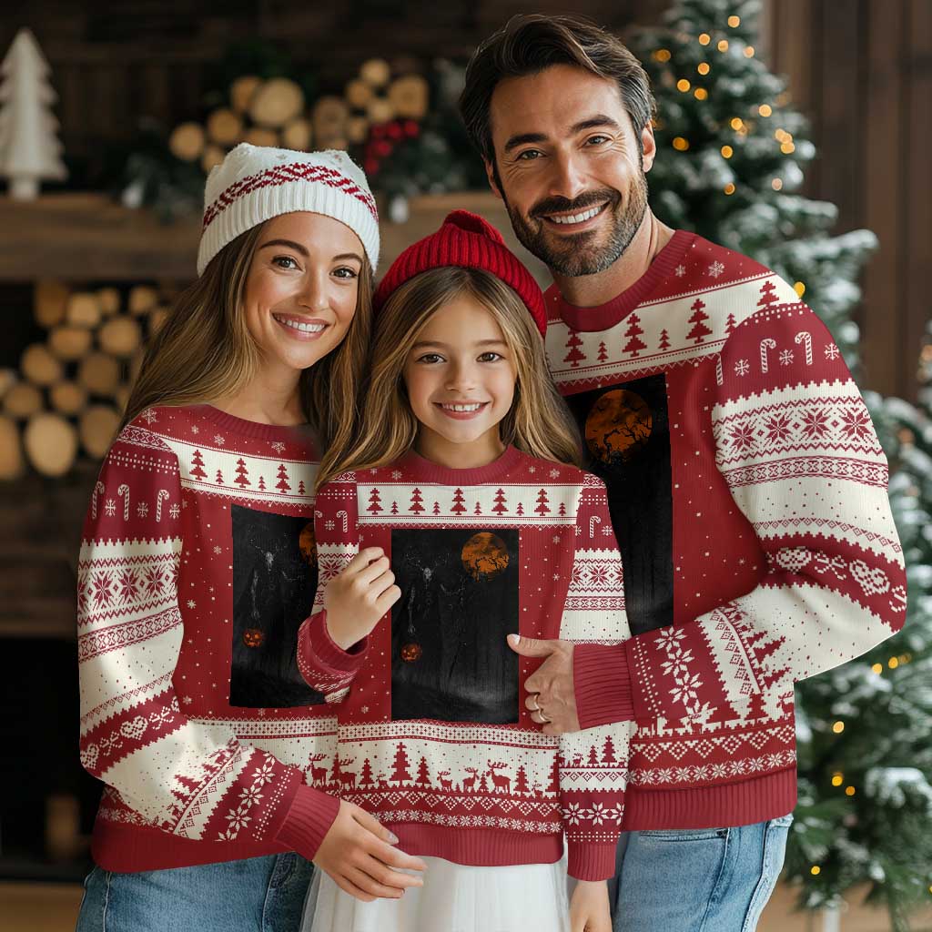 Halloween Wendigo Ugly Christmas Sweater Scary Pumpkin Moon - Wonder Print Shop