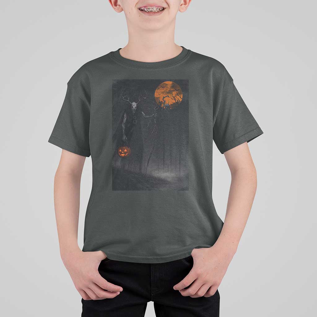 Halloween Wendigo T Shirt For Kid Scary Pumpkin Moon - Wonder Print Shop