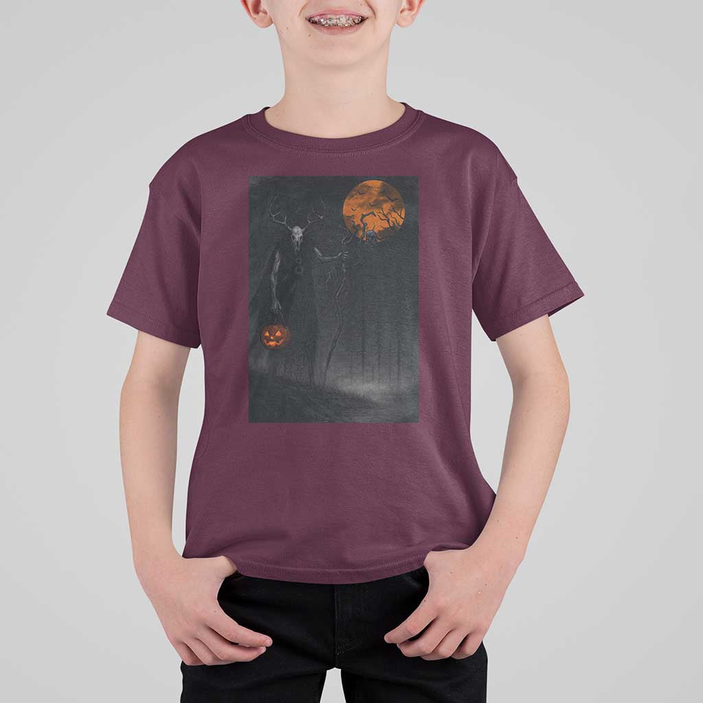 Halloween Wendigo T Shirt For Kid Scary Pumpkin Moon - Wonder Print Shop