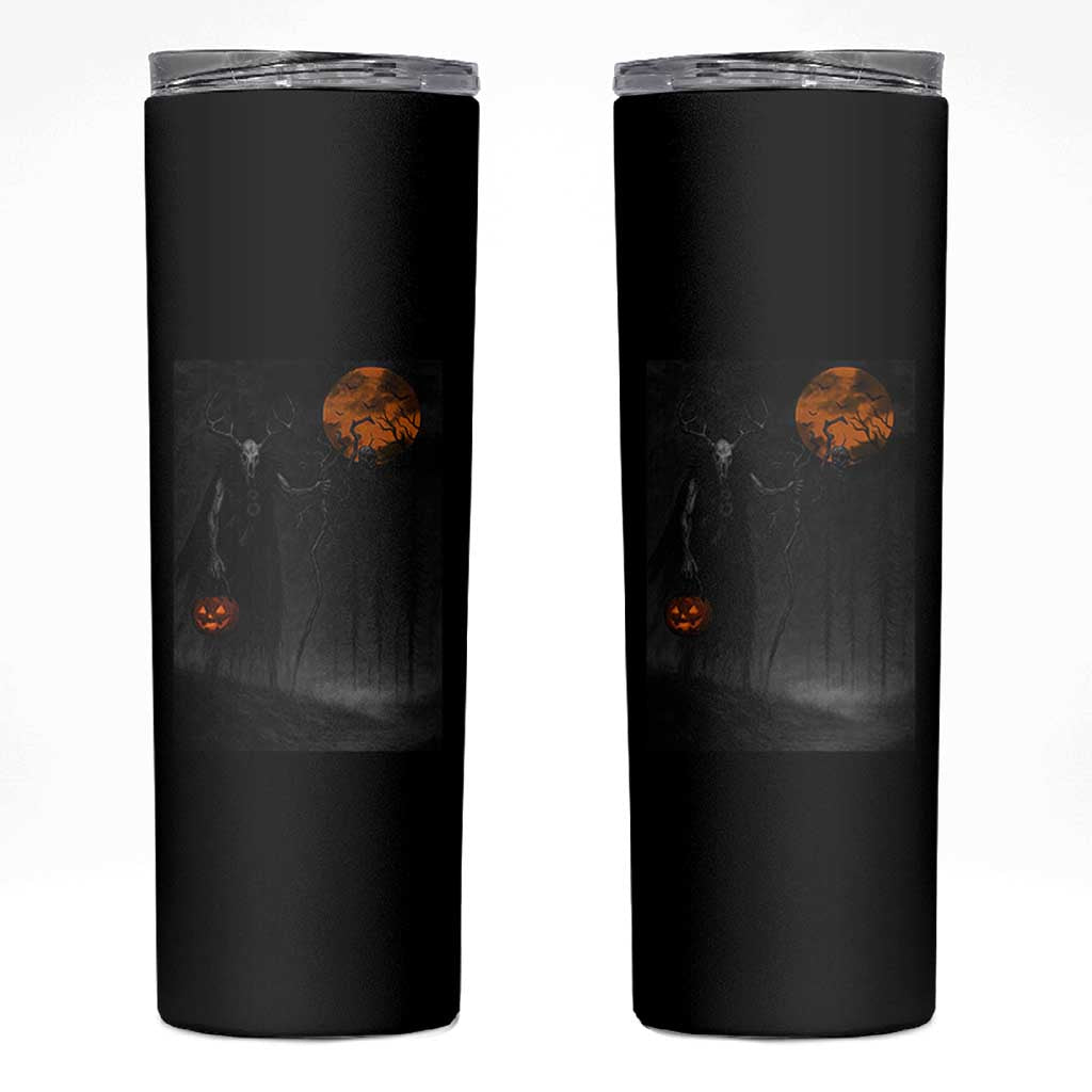 Halloween Wendigo Skinny Tumbler Scary Pumpkin Moon - Wonder Print Shop