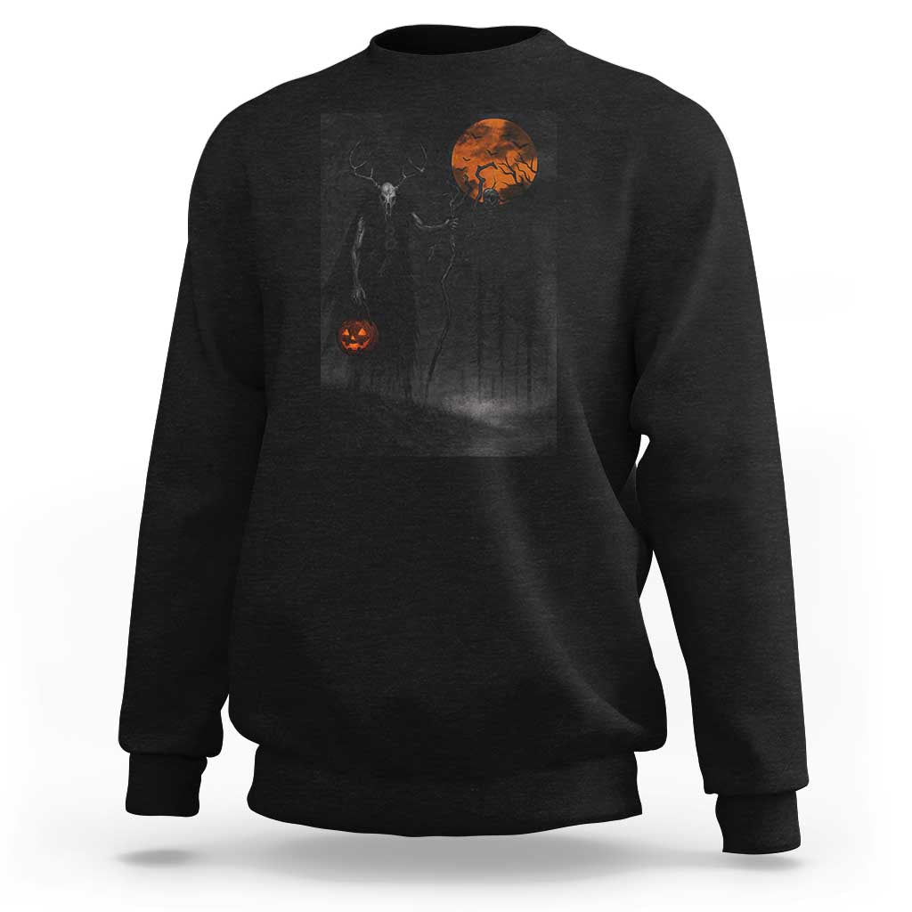 Halloween Wendigo Sweatshirt Scary Pumpkin Moon - Wonder Print Shop