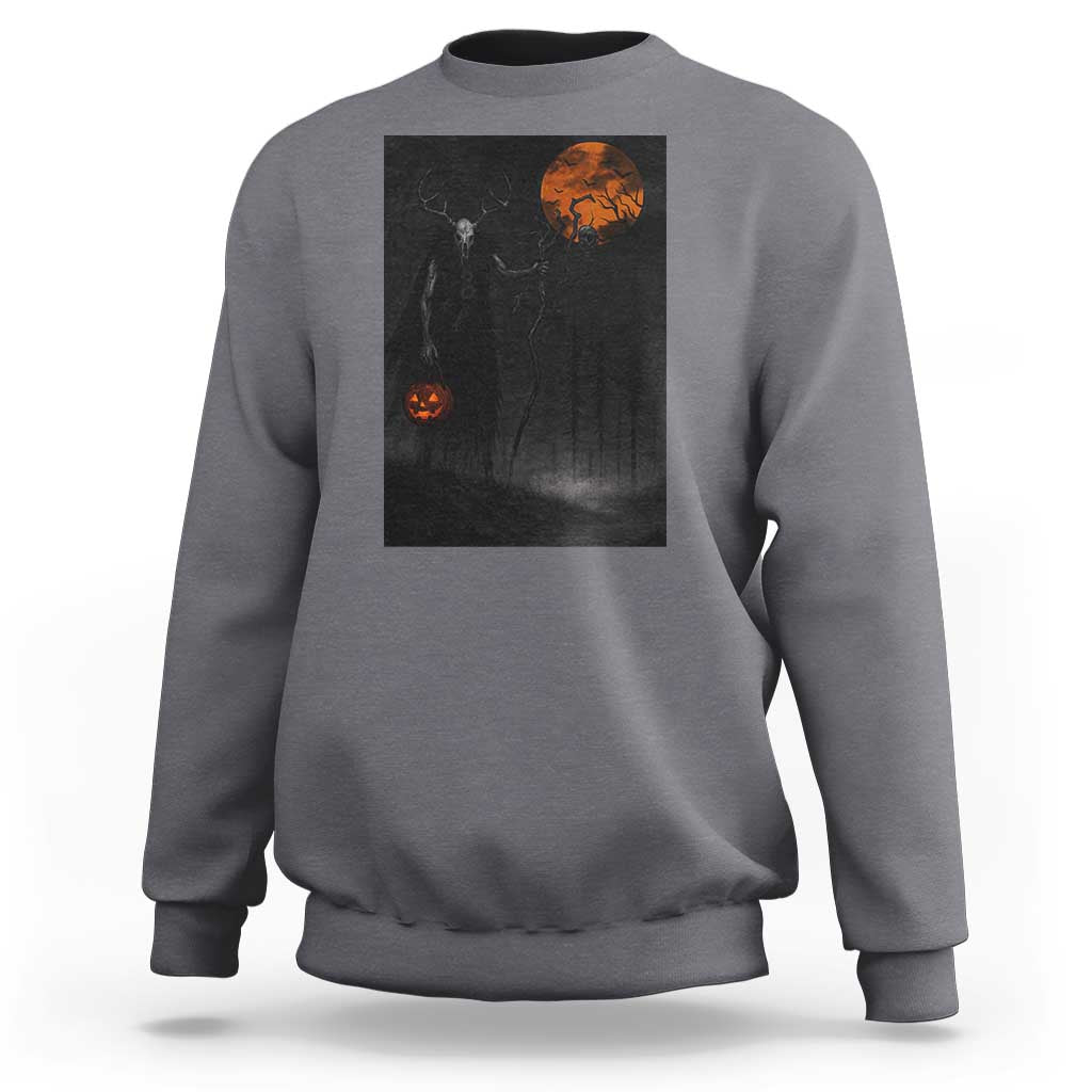 Halloween Wendigo Sweatshirt Scary Pumpkin Moon - Wonder Print Shop