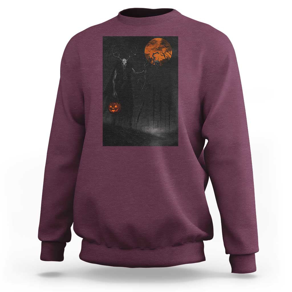 Halloween Wendigo Sweatshirt Scary Pumpkin Moon - Wonder Print Shop
