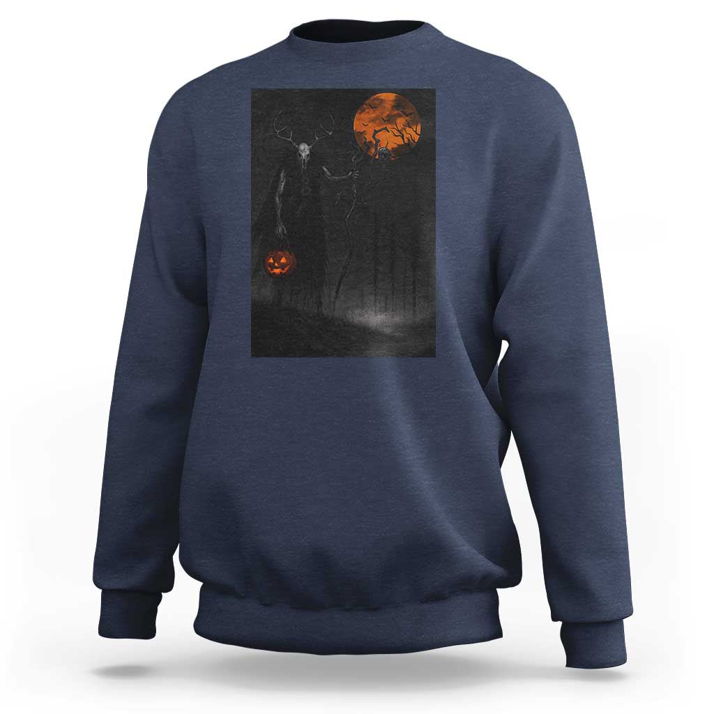 Halloween Wendigo Sweatshirt Scary Pumpkin Moon - Wonder Print Shop