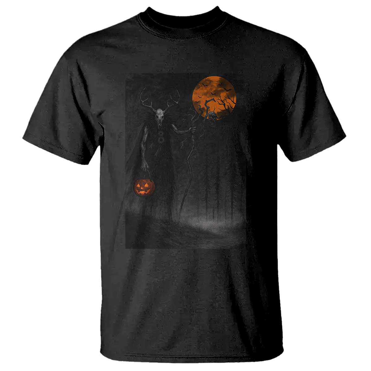 Halloween Wendigo T Shirt Scary Pumpkin Moon - Wonder Print Shop