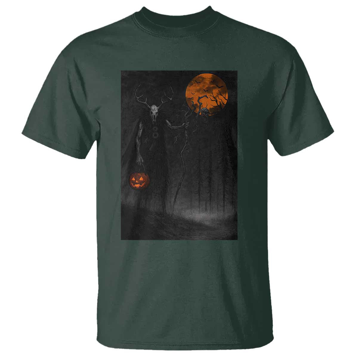 Halloween Wendigo T Shirt Scary Pumpkin Moon - Wonder Print Shop