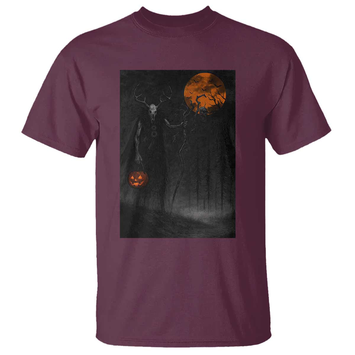 Halloween Wendigo T Shirt Scary Pumpkin Moon - Wonder Print Shop