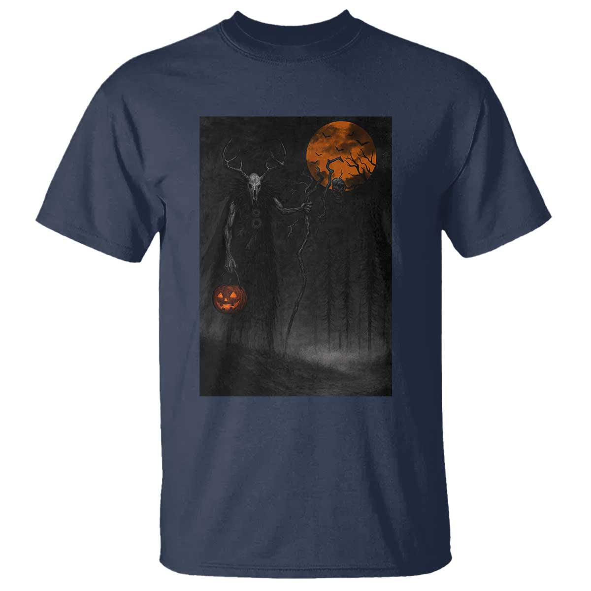 Halloween Wendigo T Shirt Scary Pumpkin Moon - Wonder Print Shop