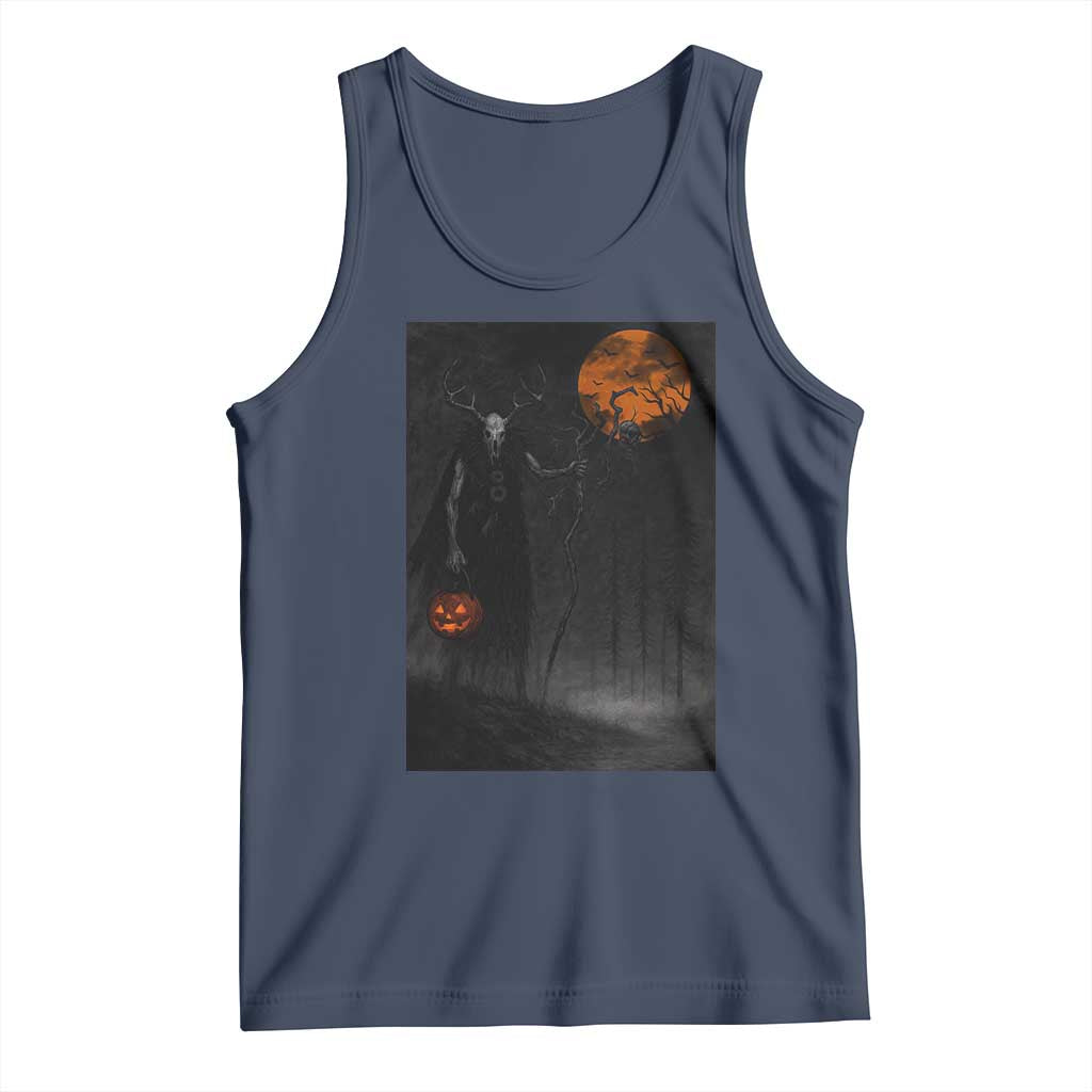 Halloween Wendigo Tank Top Scary Pumpkin Moon - Wonder Print Shop