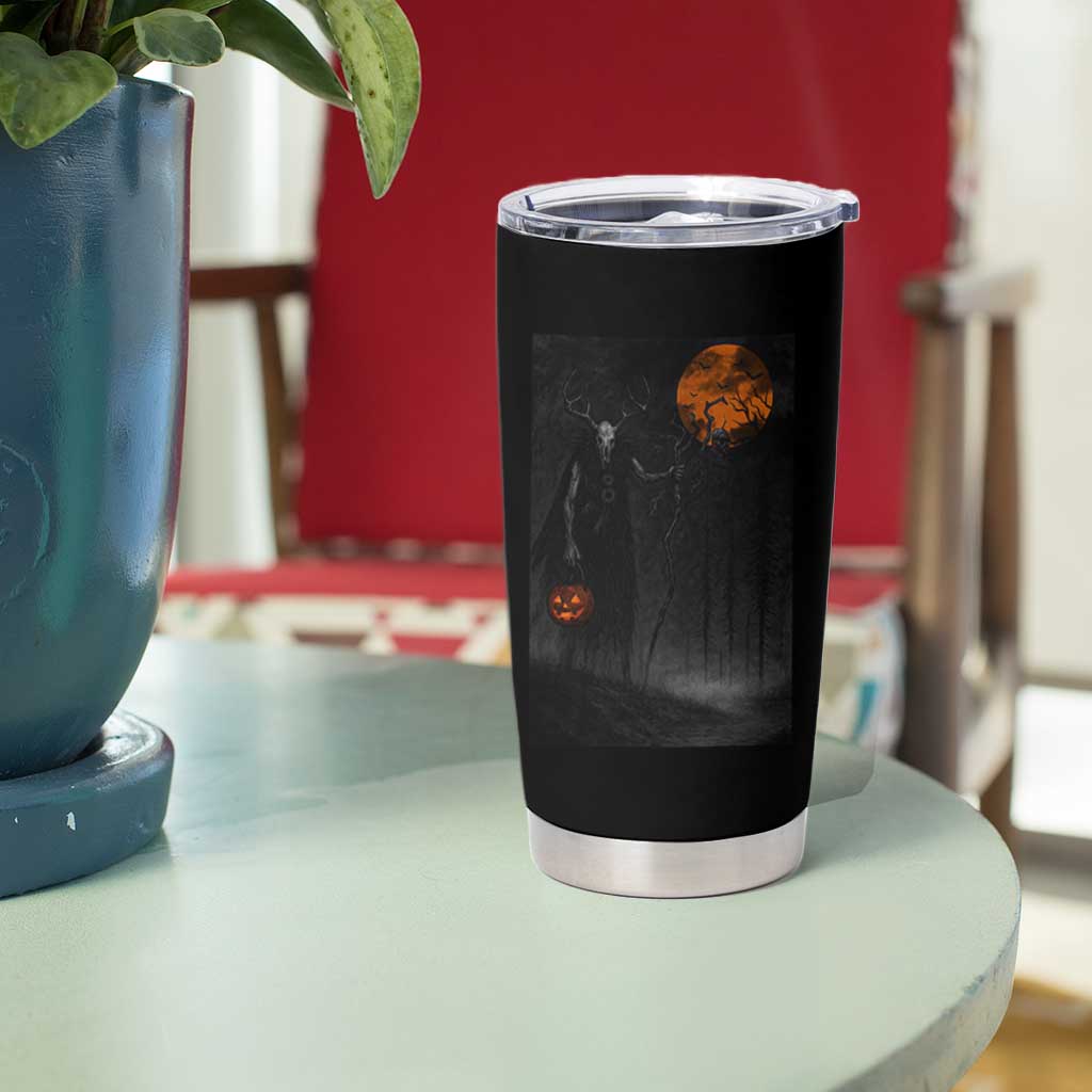 Halloween Wendigo Tumbler Cup Scary Pumpkin Moon - Wonder Print Shop