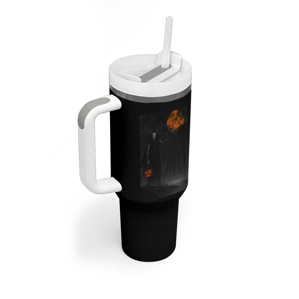 Halloween Wendigo Tumbler With Handle Scary Pumpkin Moon - Wonder Print Shop