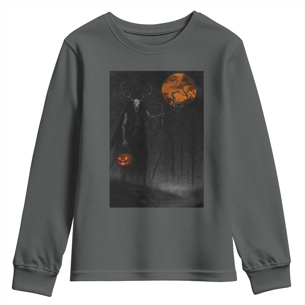 Halloween Wendigo Youth Sweatshirt Scary Pumpkin Moon - Wonder Print Shop