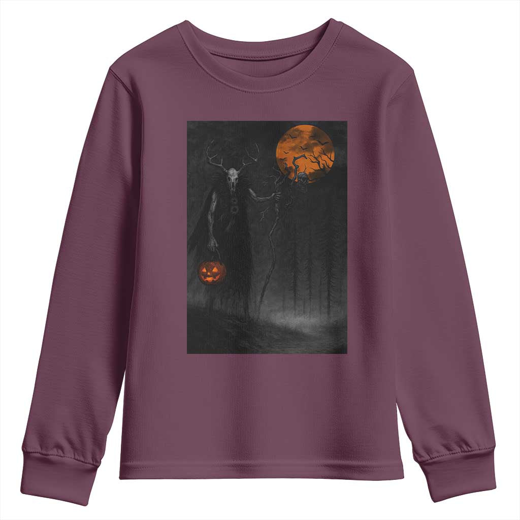 Halloween Wendigo Youth Sweatshirt Scary Pumpkin Moon - Wonder Print Shop