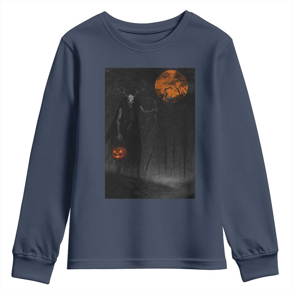Halloween Wendigo Youth Sweatshirt Scary Pumpkin Moon - Wonder Print Shop