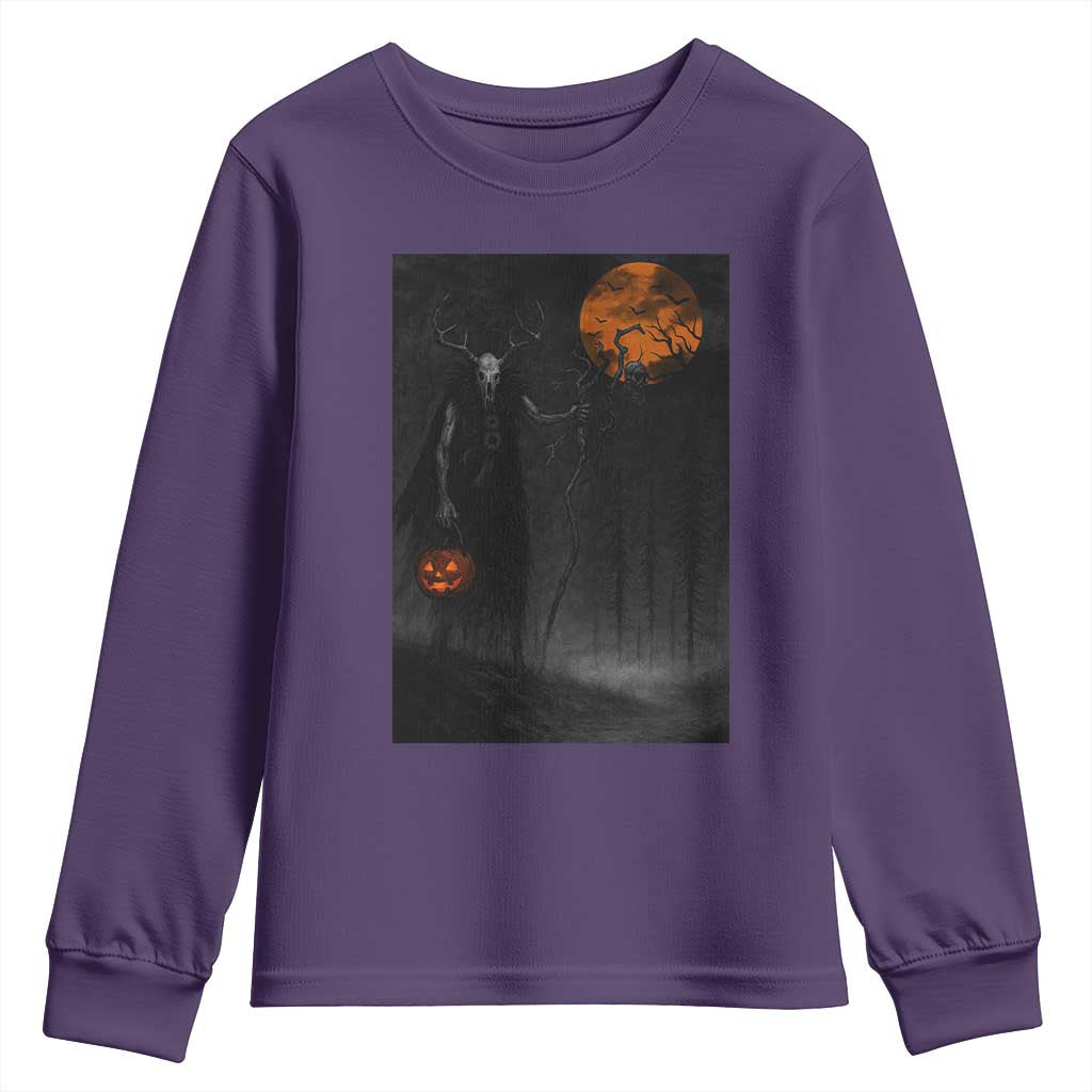 Halloween Wendigo Youth Sweatshirt Scary Pumpkin Moon - Wonder Print Shop
