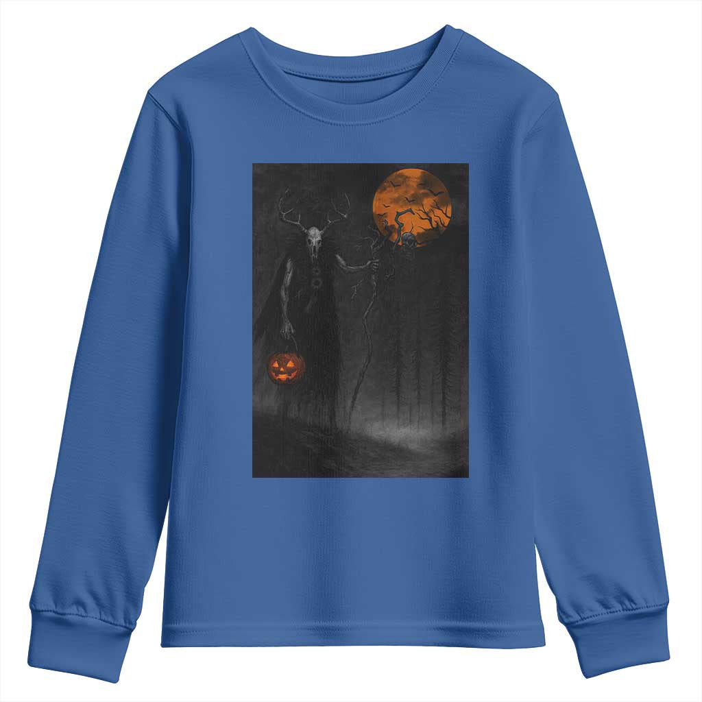 Halloween Wendigo Youth Sweatshirt Scary Pumpkin Moon - Wonder Print Shop