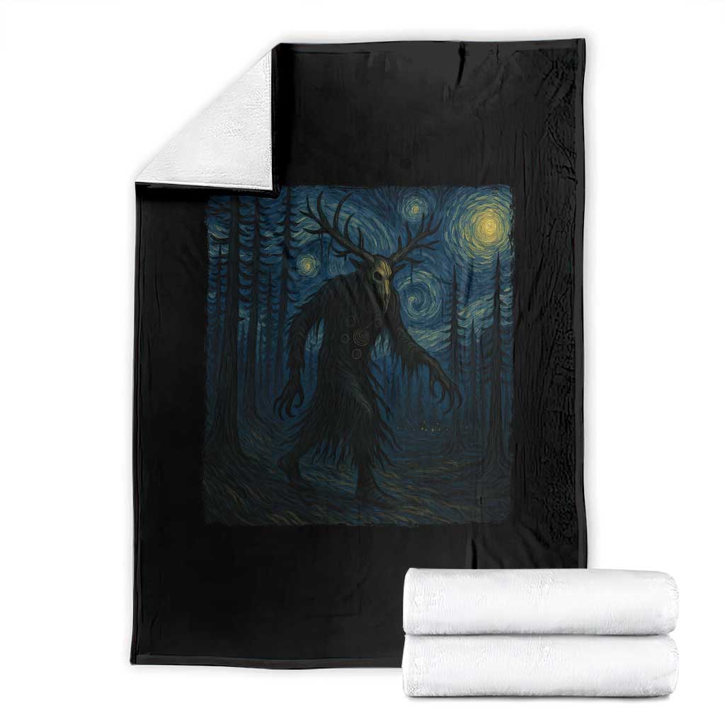 Wendigo Starry Night Throw Blanket Van Gogh Dark Fantasy Cryptid Lovers - Wonder Print Shop