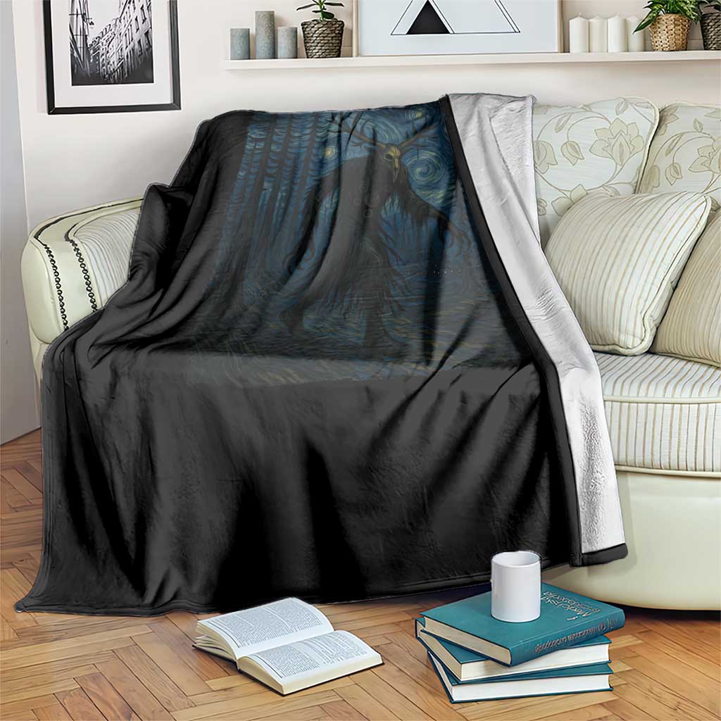 Wendigo Starry Night Throw Blanket Van Gogh Dark Fantasy Cryptid Lovers - Wonder Print Shop