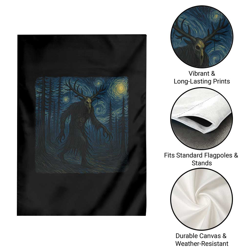 Wendigo Starry Night Garden Flag Van Gogh Dark Fantasy Cryptid Lovers - Wonder Print Shop