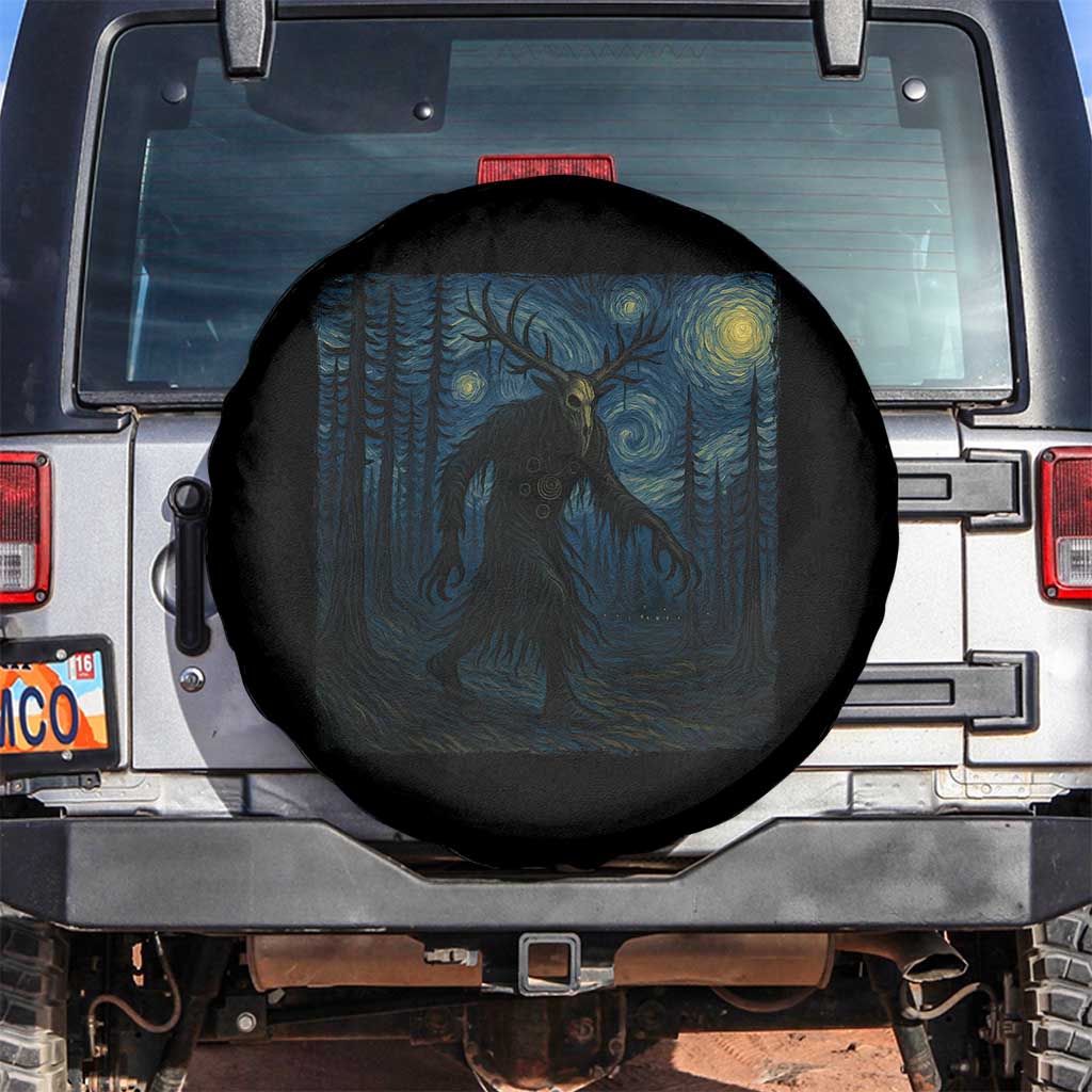 Wendigo Starry Night Spare Tire Cover Van Gogh Dark Fantasy Cryptid Lovers - Wonder Print Shop