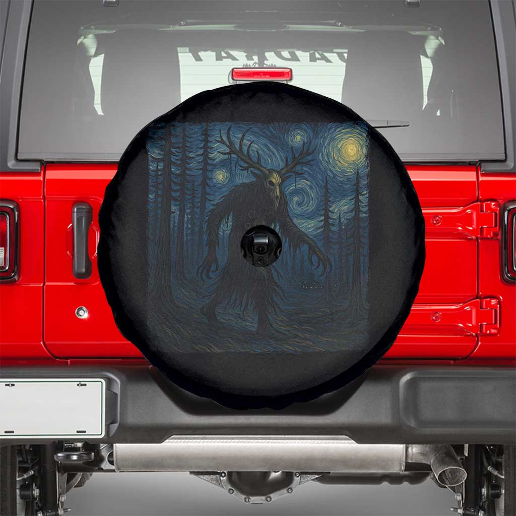 Wendigo Starry Night Spare Tire Cover Van Gogh Dark Fantasy Cryptid Lovers - Wonder Print Shop
