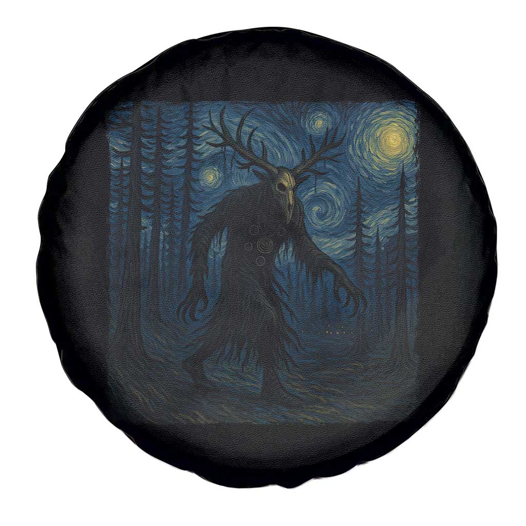 Wendigo Starry Night Spare Tire Cover Van Gogh Dark Fantasy Cryptid Lovers - Wonder Print Shop