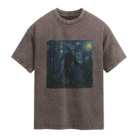 Wendigo Starry Night Washed Cotton T-Shirt Van Gogh Dark Fantasy Cryptid Lovers