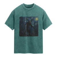 Wendigo Starry Night Washed Cotton T-Shirt Van Gogh Dark Fantasy Cryptid Lovers