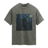Wendigo Starry Night Washed Cotton T-Shirt Van Gogh Dark Fantasy Cryptid Lovers