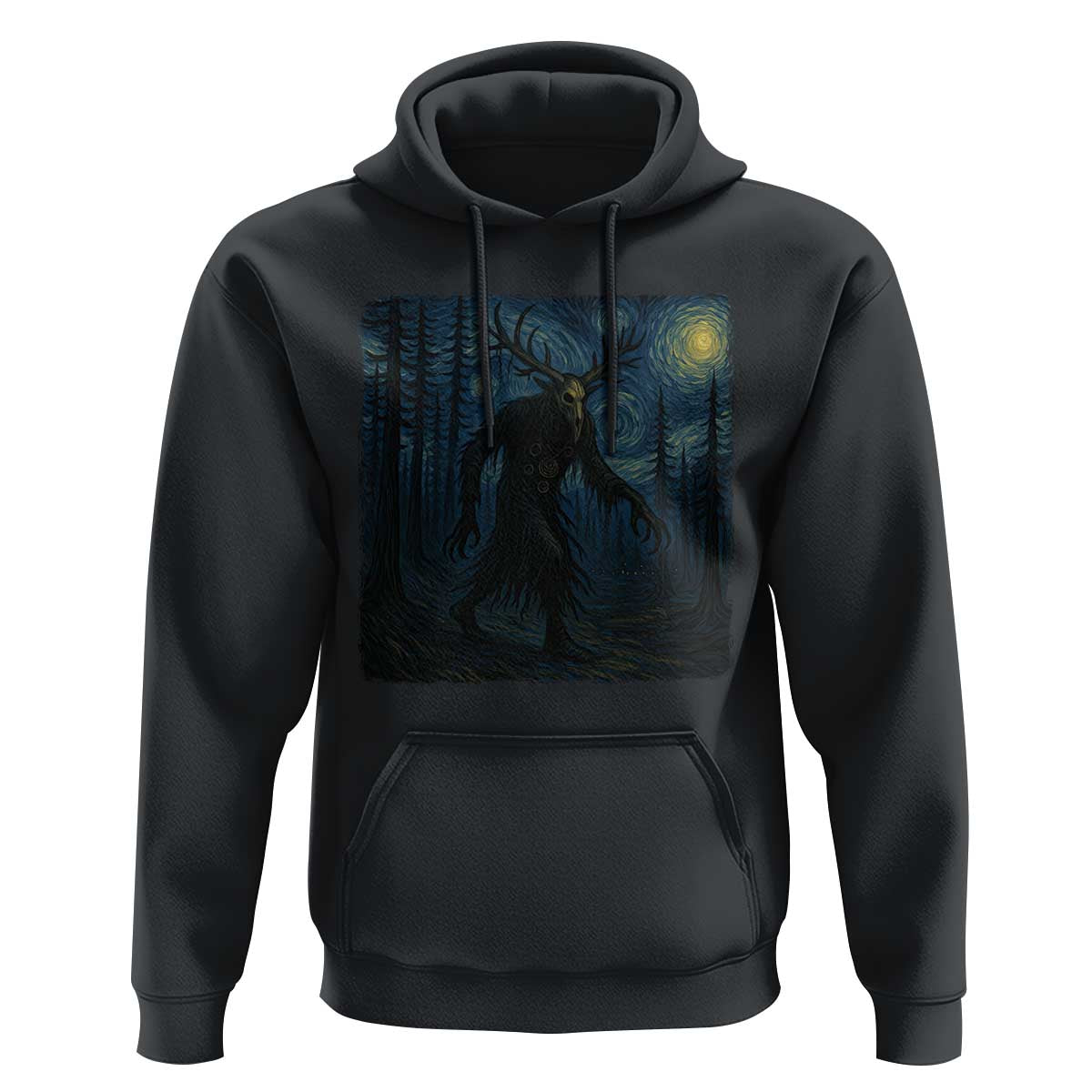 Wendigo Starry Night Hoodie Van Gogh Dark Fantasy Cryptid Lovers - Wonder Print Shop
