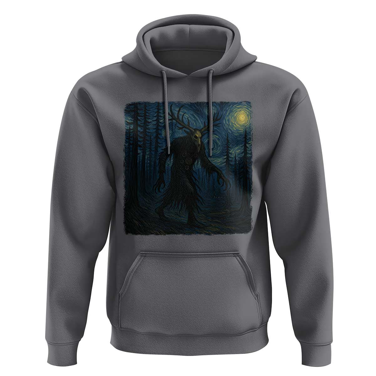 Wendigo Starry Night Hoodie Van Gogh Dark Fantasy Cryptid Lovers - Wonder Print Shop