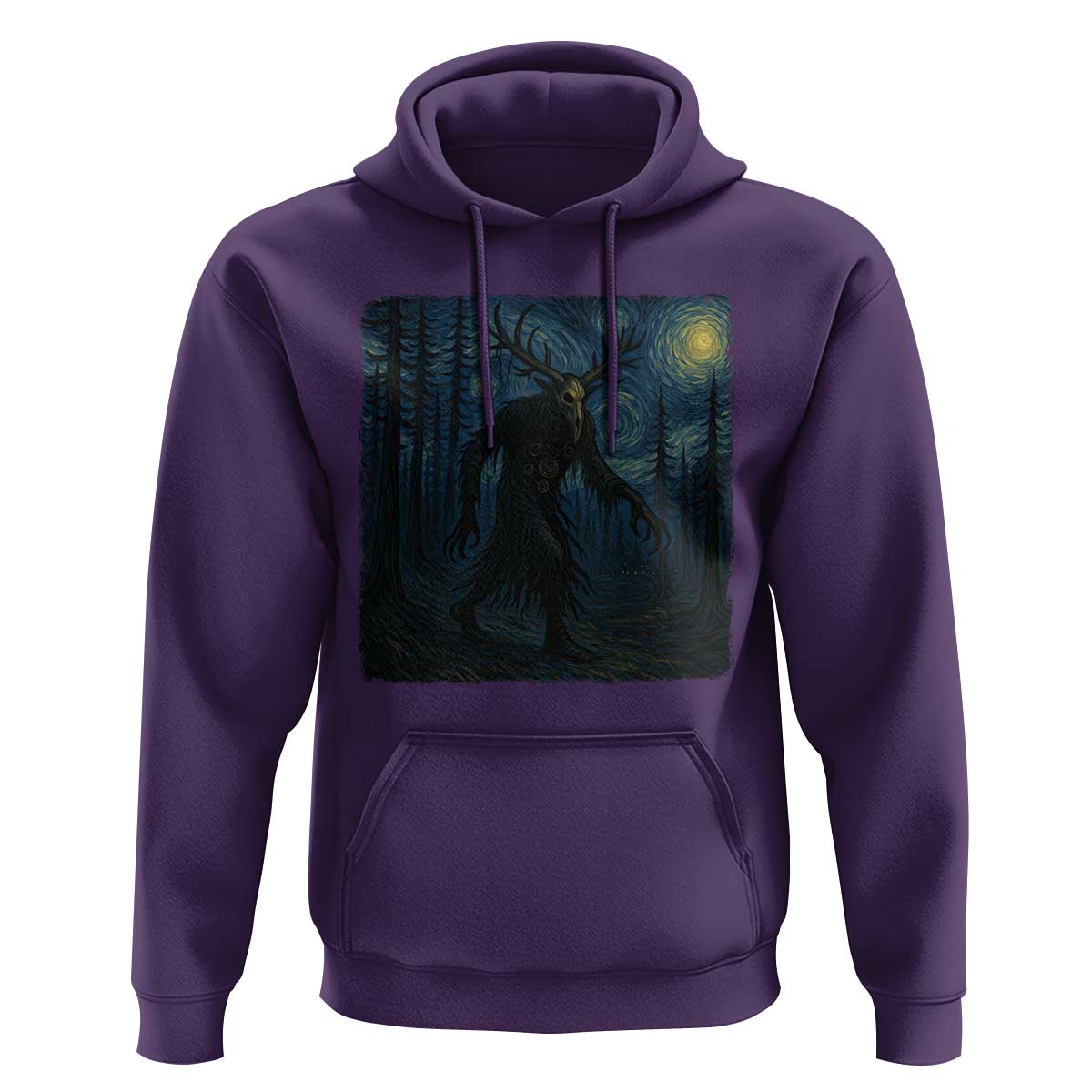 Wendigo Starry Night Hoodie Van Gogh Dark Fantasy Cryptid Lovers - Wonder Print Shop