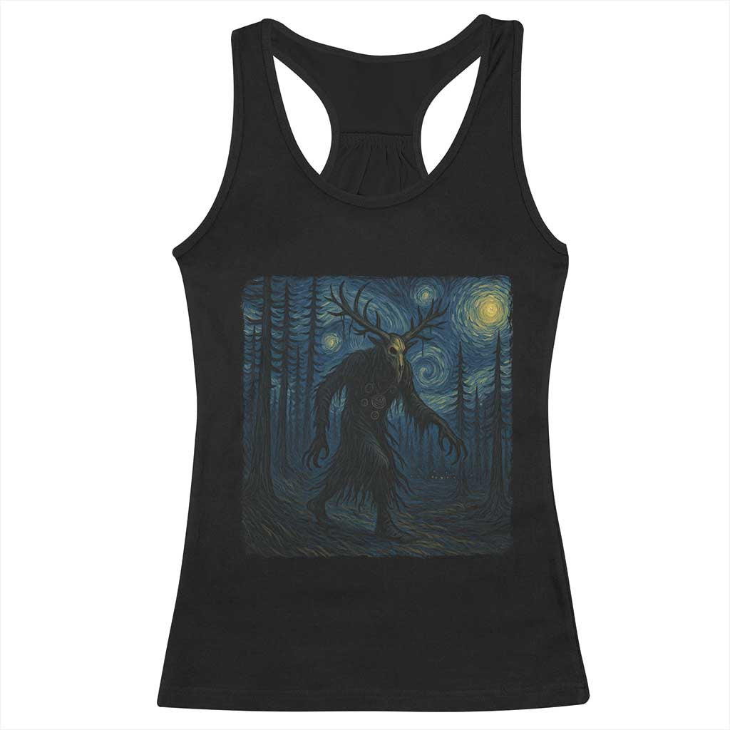 Wendigo Starry Night Racerback Tank Top Van Gogh Dark Fantasy Cryptid Lovers - Wonder Print Shop