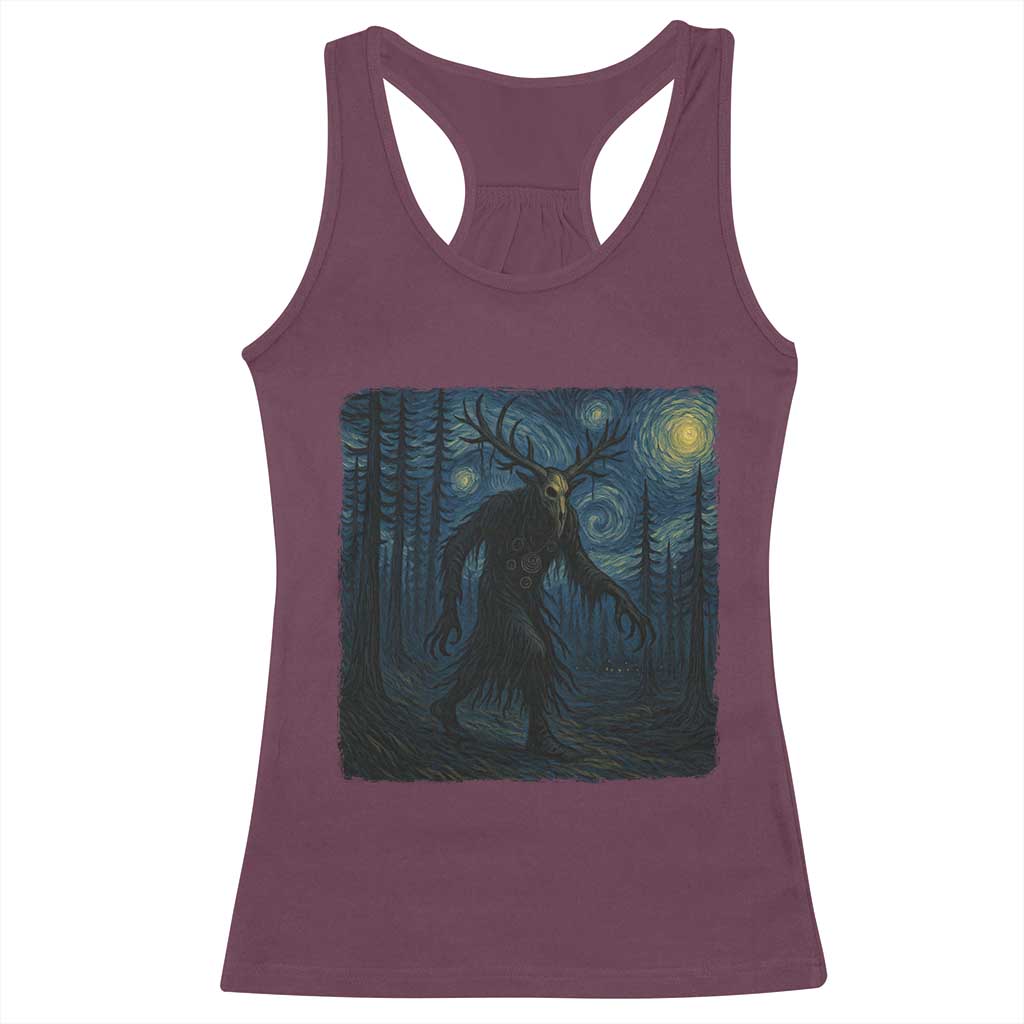 Wendigo Starry Night Racerback Tank Top Van Gogh Dark Fantasy Cryptid Lovers - Wonder Print Shop