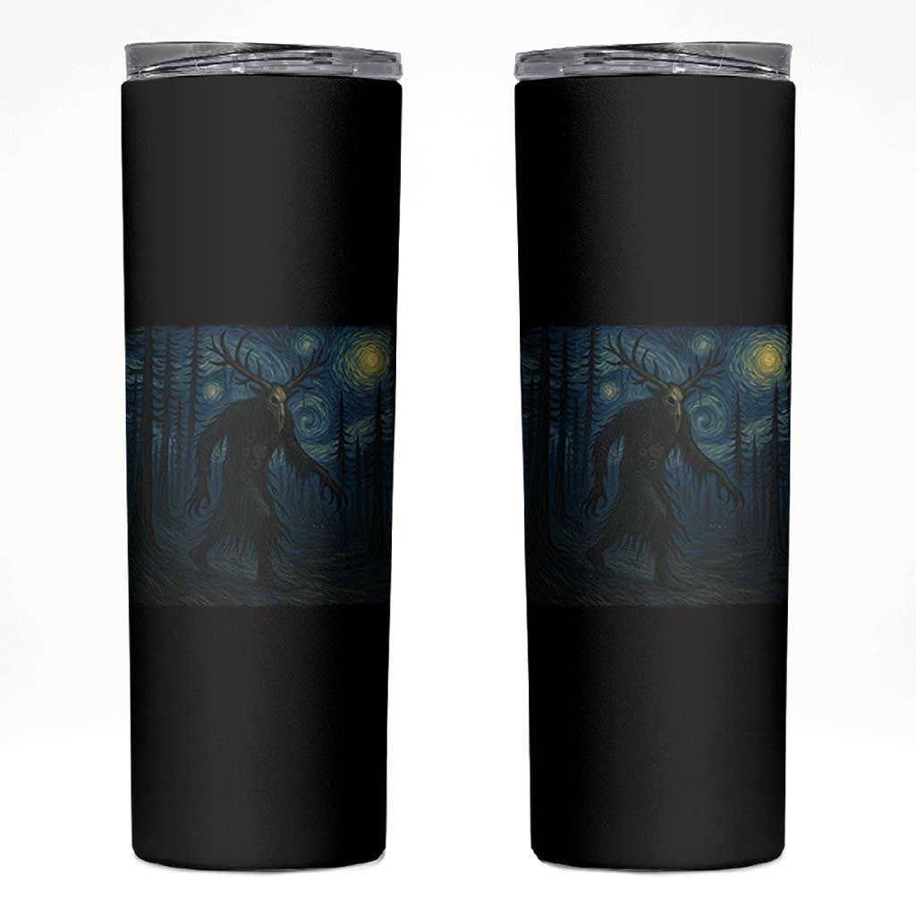 Wendigo Starry Night Skinny Tumbler Van Gogh Dark Fantasy Cryptid Lovers - Wonder Print Shop