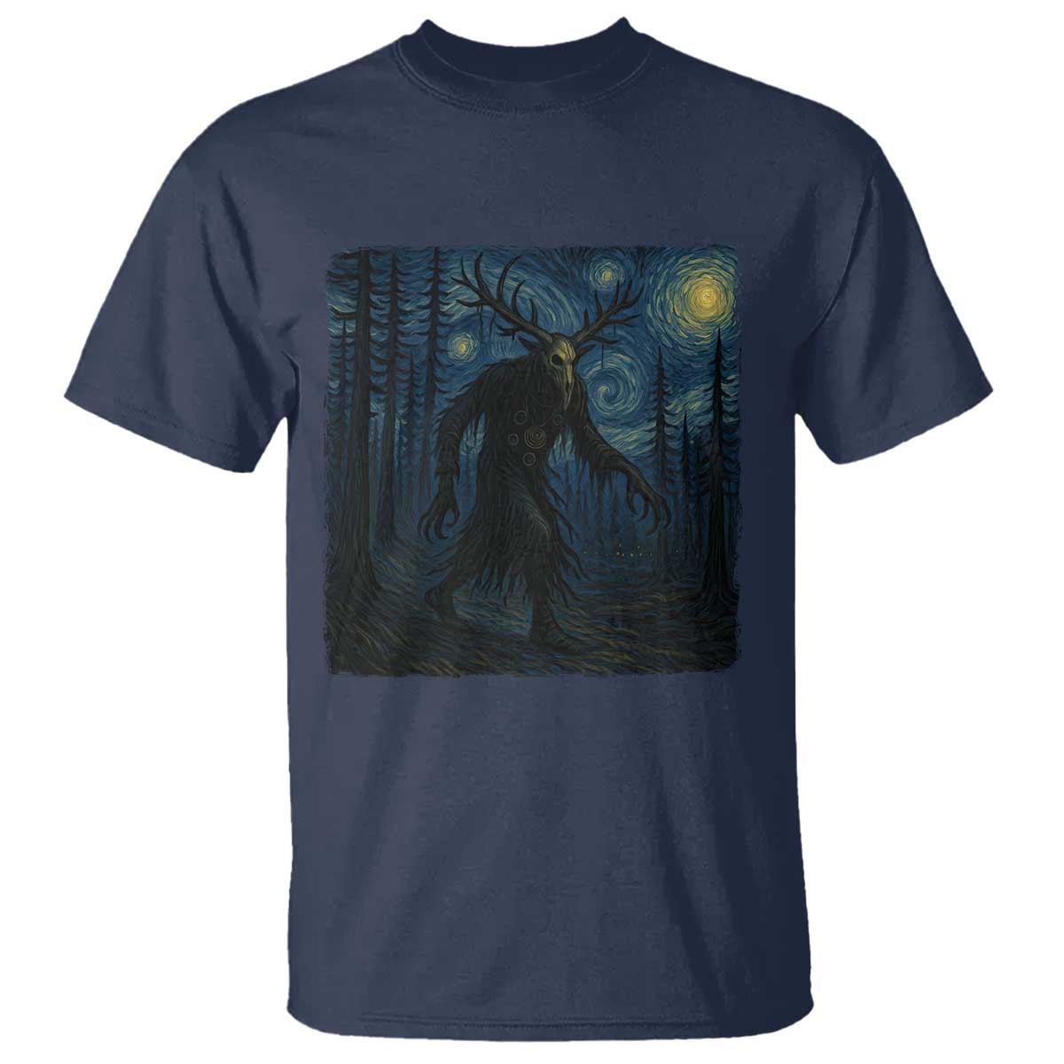 Wendigo Starry Night T Shirt Van Gogh Dark Fantasy Cryptid Lovers - Wonder Print Shop