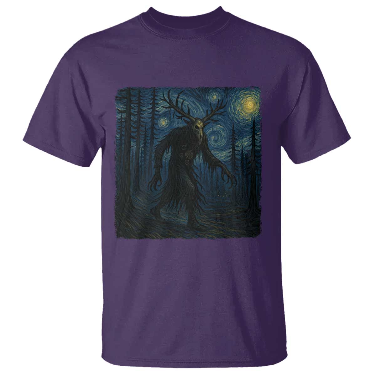 Wendigo Starry Night T Shirt Van Gogh Dark Fantasy Cryptid Lovers - Wonder Print Shop