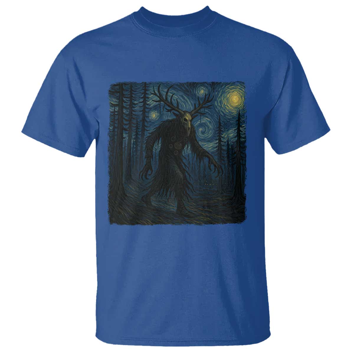 Wendigo Starry Night T Shirt Van Gogh Dark Fantasy Cryptid Lovers - Wonder Print Shop