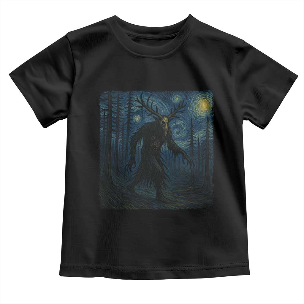 Wendigo Starry Night Toddler T Shirt Van Gogh Dark Fantasy Cryptid Lovers - Wonder Print Shop