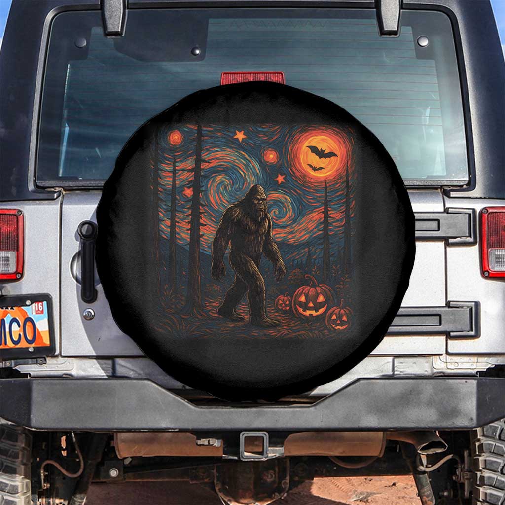 Bigfoot Starry Night Spare Tire Cover Funny Halloween Van Gogh Sasquatch Lovers - Wonder Print Shop