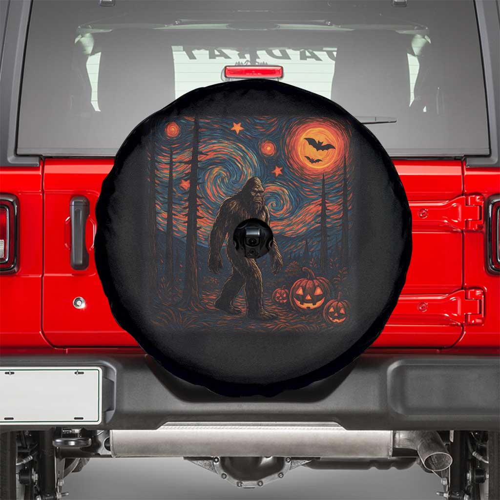 Bigfoot Starry Night Spare Tire Cover Funny Halloween Van Gogh Sasquatch Lovers - Wonder Print Shop