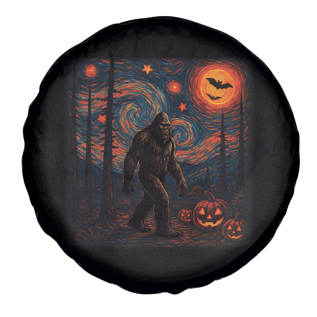 Bigfoot Starry Night Spare Tire Cover Funny Halloween Van Gogh Sasquatch Lovers - Wonder Print Shop