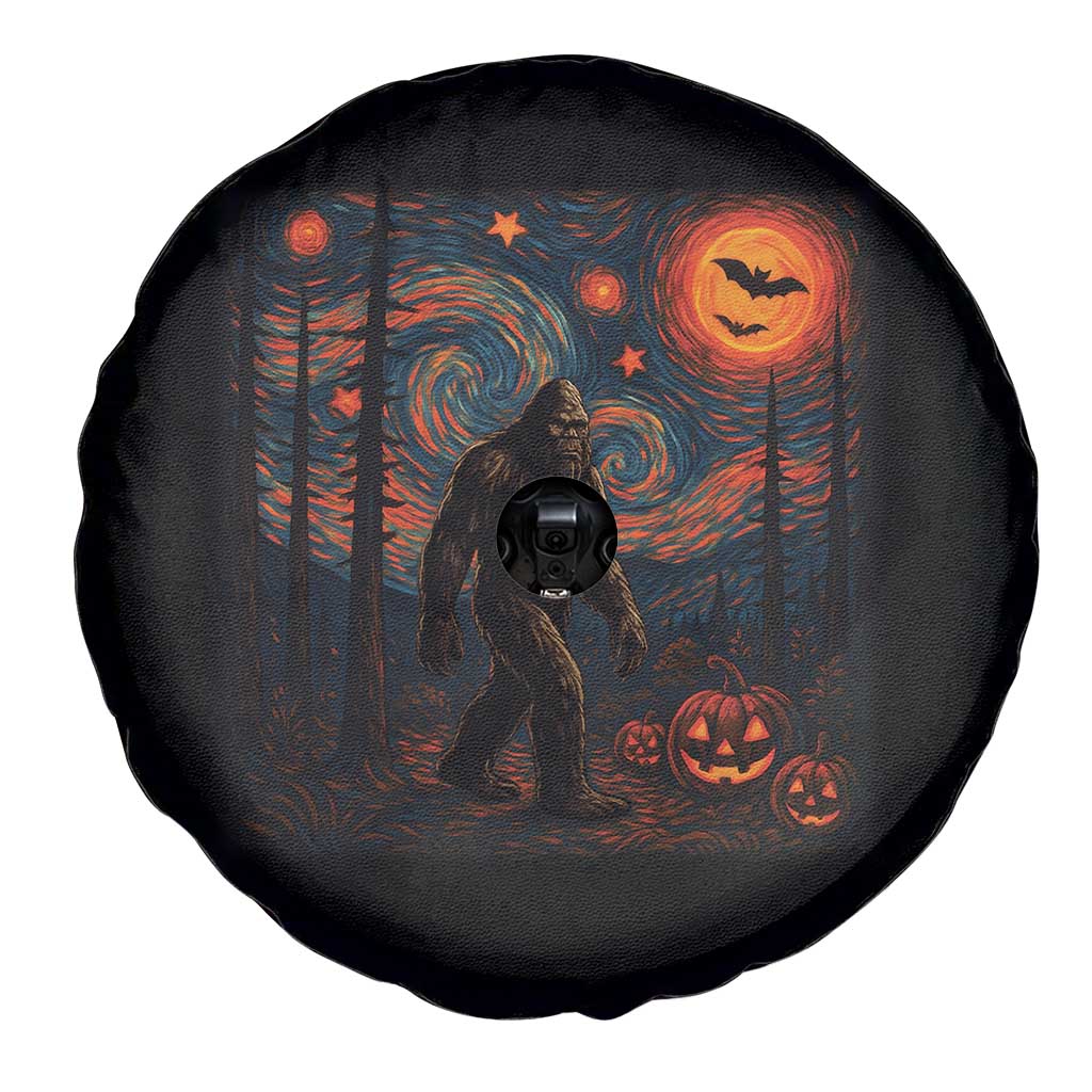 Bigfoot Starry Night Spare Tire Cover Funny Halloween Van Gogh Sasquatch Lovers - Wonder Print Shop