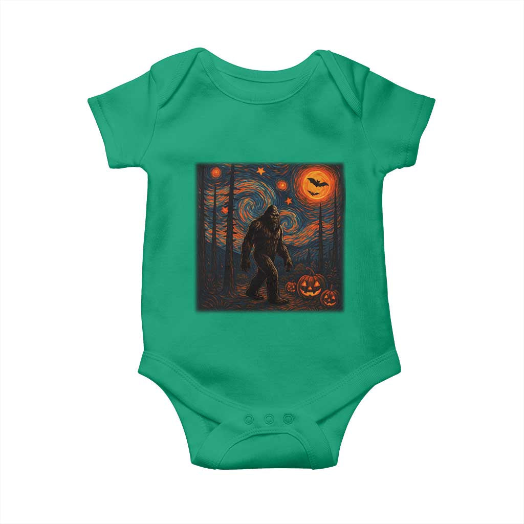 Bigfoot Starry Night Baby Onesie Funny Halloween Van Gogh Sasquatch Lovers - Wonder Print Shop