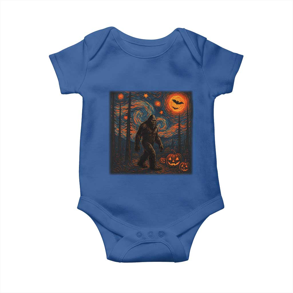 Bigfoot Starry Night Baby Onesie Funny Halloween Van Gogh Sasquatch Lovers - Wonder Print Shop